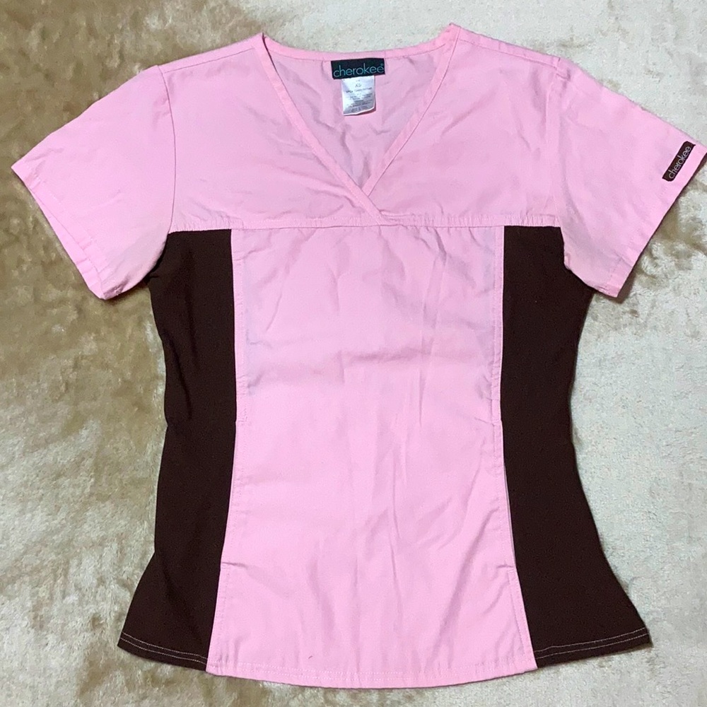Pink and Brown Cherokee Scrub Top